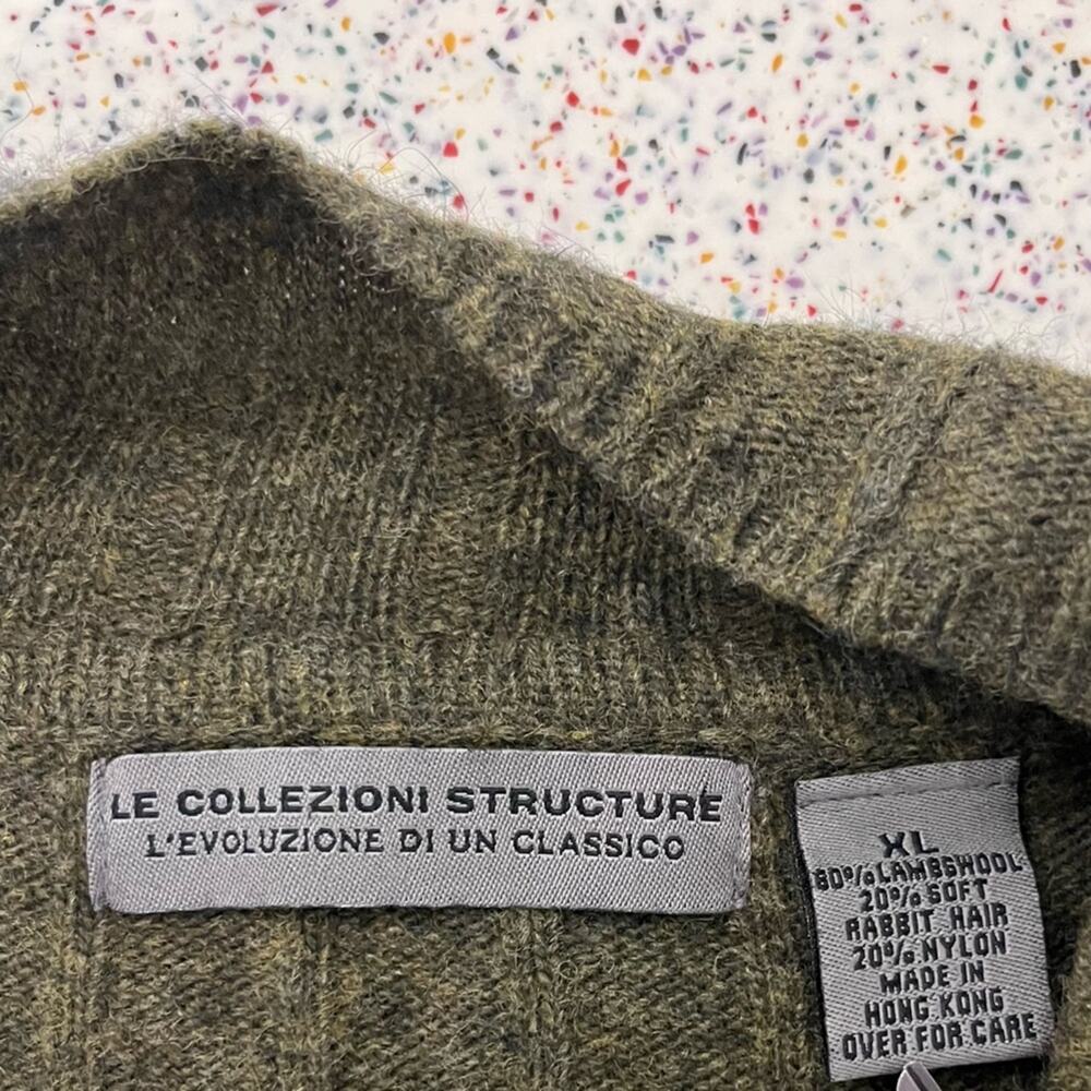 Vintage Structure Lambswool Collared Fisherman Sweater Green Men’s Size XL - Picture 3 of 10